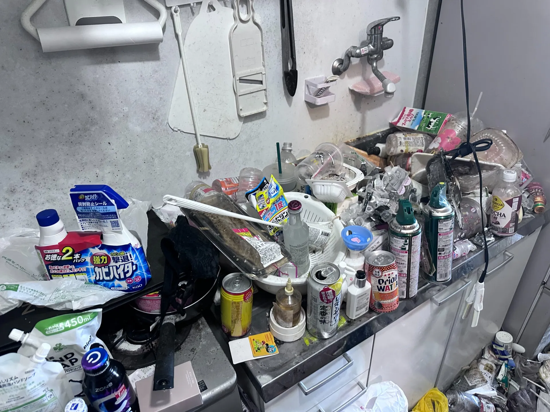 ゴミ屋敷ゴミ撤去、清掃一式ゴミ軽トラック4台分