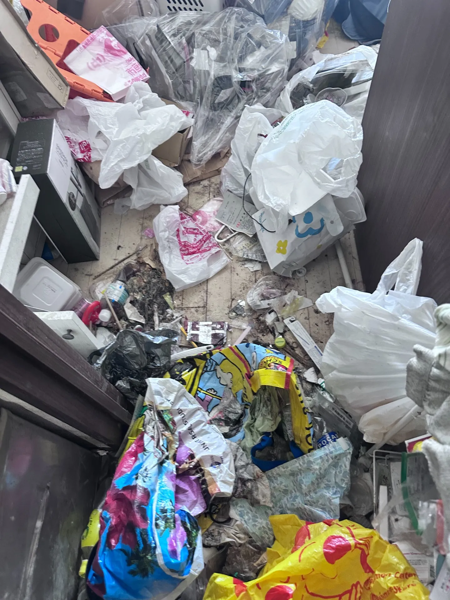 ゴミ屋敷ゴミ撤去、清掃一式ゴミ軽トラック4台分